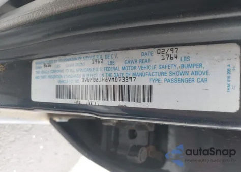 1997 Volkswagen Golf Gl from USA, damaged, VIN 3VWFB81H8VM073397